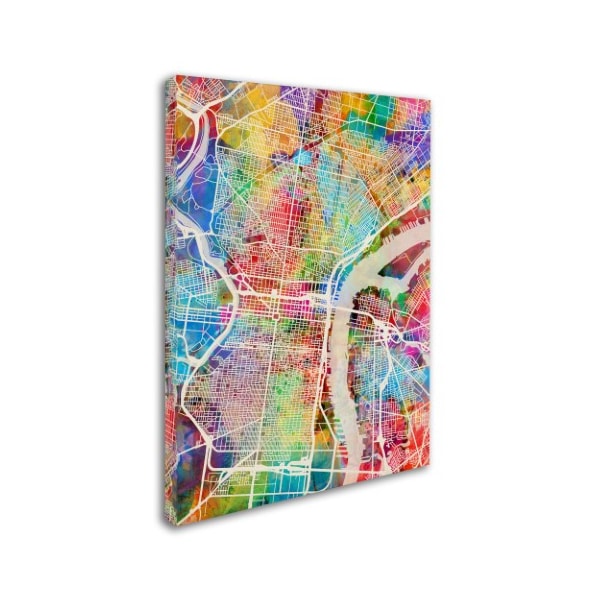 Michael Tompsett 'Philadelphia Pennsylvania Street Map' Canvas Art,24x32